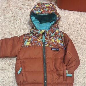 Patagonia Kids' Floral Orange and Blue Jacket